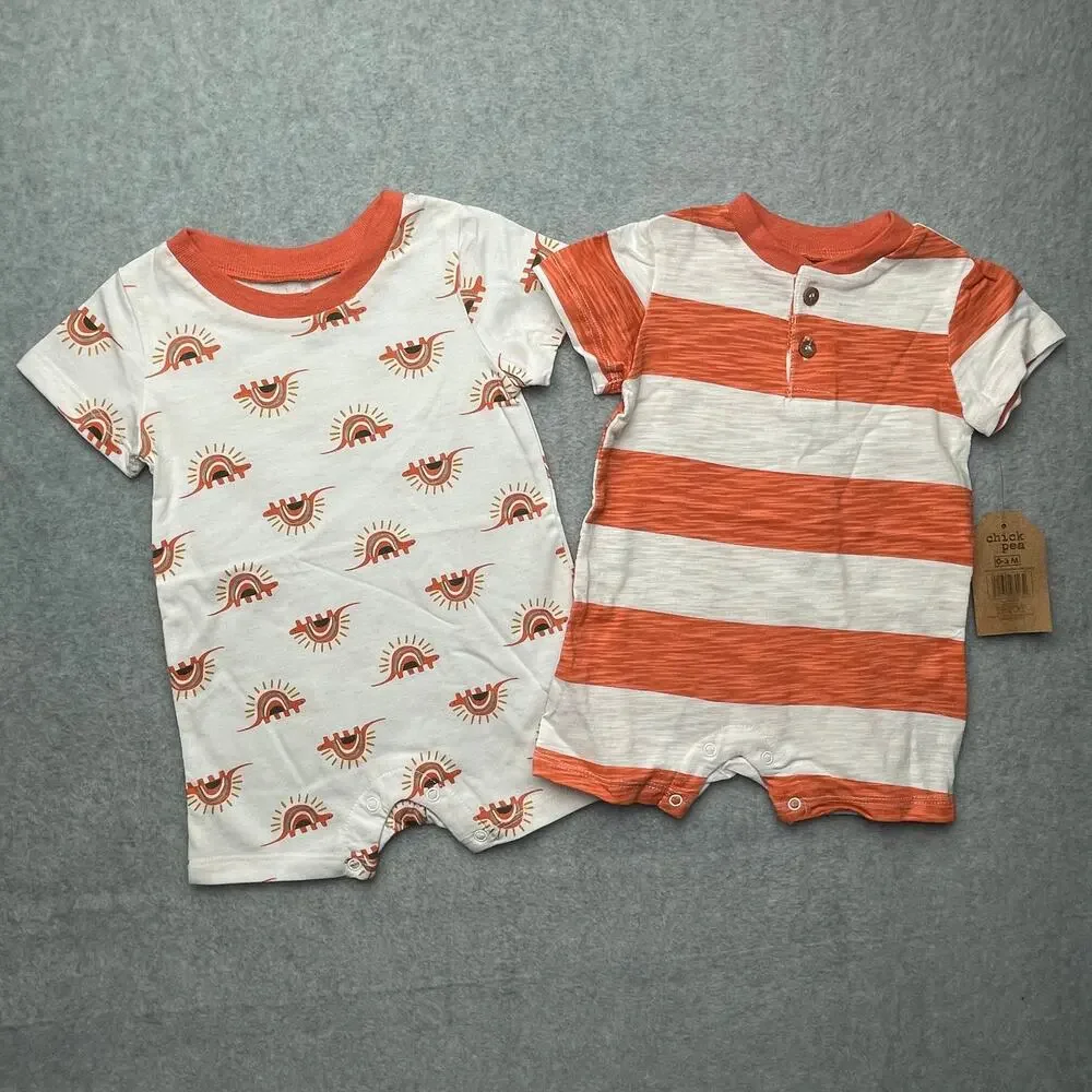 Chick Pea Gender Neutral Baby Short Sleeve Romper 2 PC Set Size 0-3 months